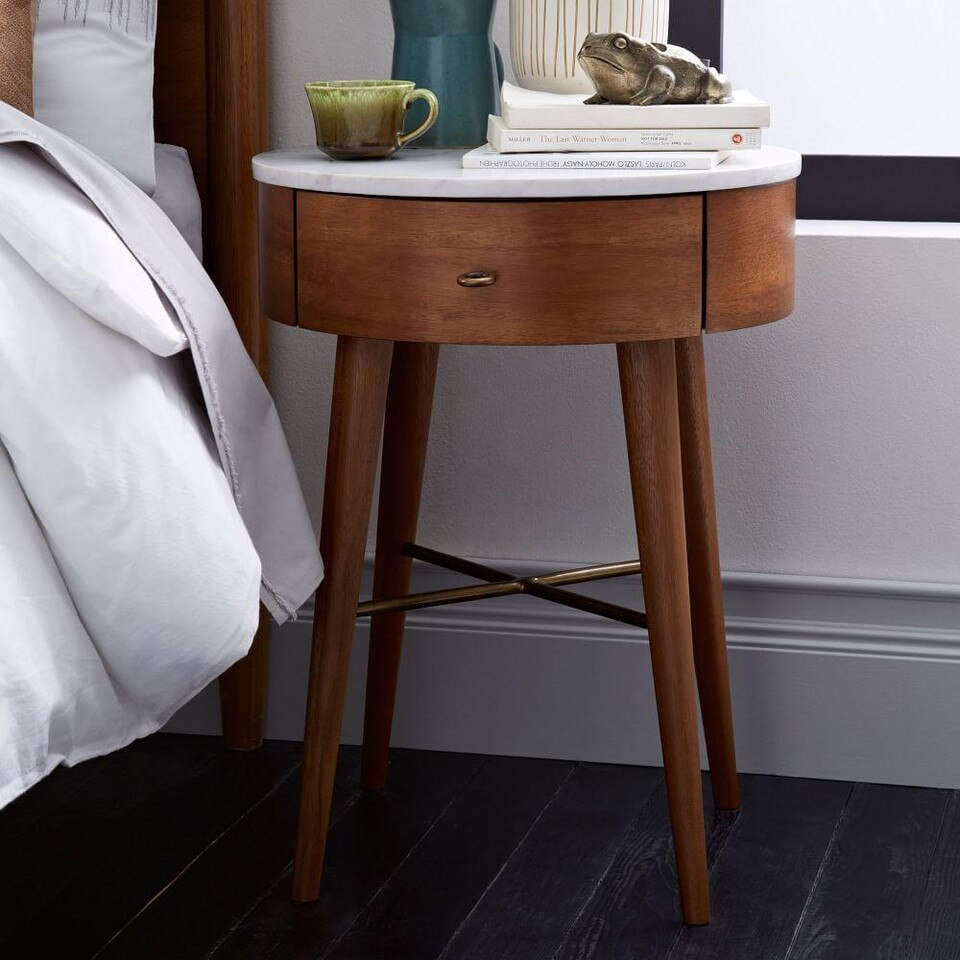 Penelope Bedside Table Acorn w/ Marble Top west elm United Kingdom